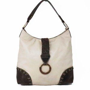 Vintage Firenze Bella White Brown Hobo Bag